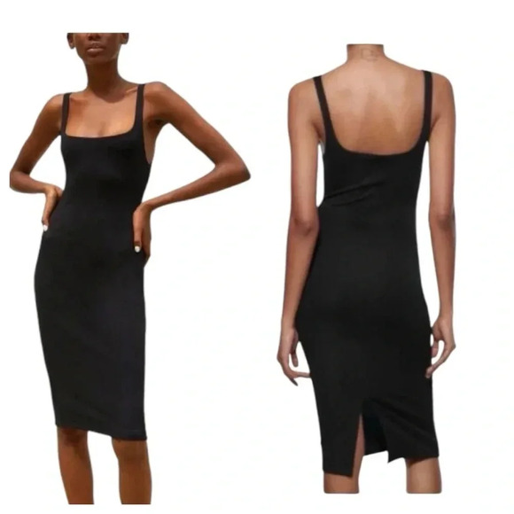 ZARA | BLACK STRETCH BODYCON  DRESS SIZE S - Picture 1 of 9